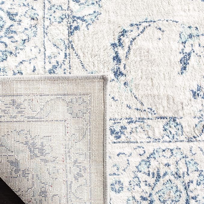 SAFAVIEH Brentwood Collection Runner Rug - 2' x 8', Light Grey & Blue, Oriental Floral Scroll Design, Non-Shedding & Easy Care, Ideal for High Traffic Areas in Living Room, Bedroom (BNT854G)