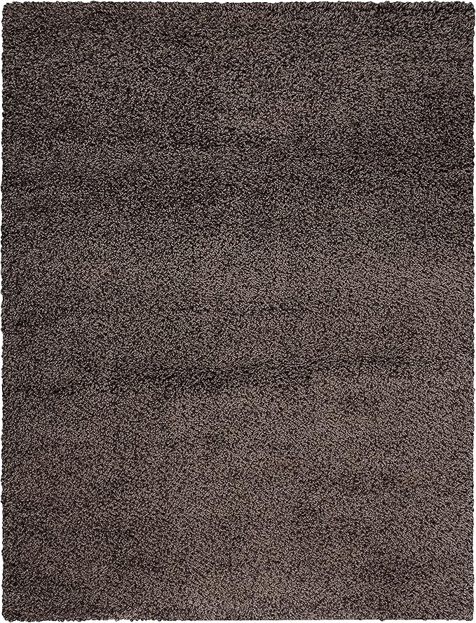 SAFAVIEH Santa Monica Shag Collection 8' x 10' Mushroom SGN725 Solid Non-Shedding Living Room Bedroom Dining Room Entryway Plush 2-inch Thick Area Rug