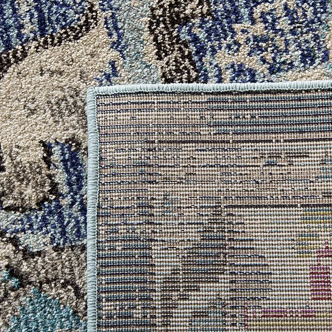 SAFAVIEH Monaco Collection Area Rug - 6'7" x 9'2", Navy & Light Blue, Non-Shedding & Easy to Clean, Distressed Medallion Design, Ideal for Living Room, Bedroom, Dining Space (MNC243N)