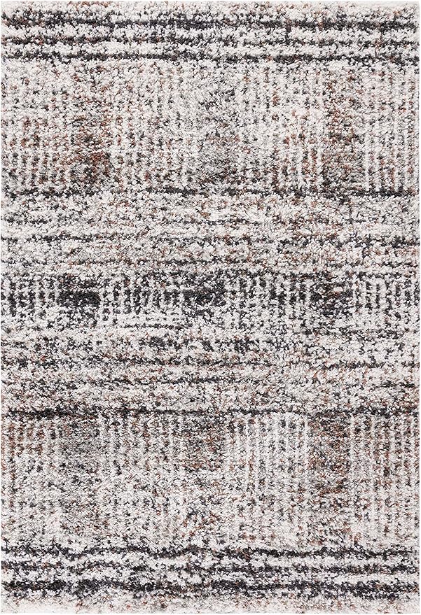 SAFAVIEH Jericho Shag Collection Accent Rug - 4' x 6', Black & Rust, Design, Non-Shedding & Easy Care, 1.2-inch Thick Ideal for High Traffic Areas in Entryway, Living Room, Bedroom (JER100Z)