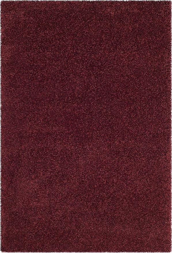 SAFAVIEH Santa Monica Shag Collection 4' x 6' Maroon SGN725 Solid Non-Shedding Living Room Bedroom Dining Room Entryway Plush 2-inch Thick Area Rug