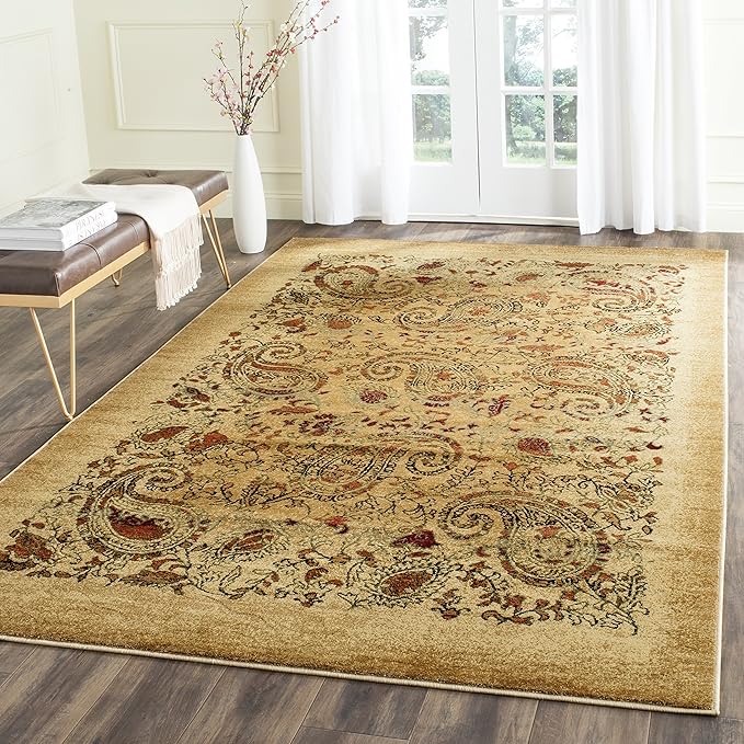 SAFAVIEH Lyndhurst Collection Area Rug - 6' x 9', Beige & Multi, Traditional Paisley Design, Non-Shedding & Easy Care, Ideal for High Traffic Areas in Living Room, Bedroom (LNH224A)