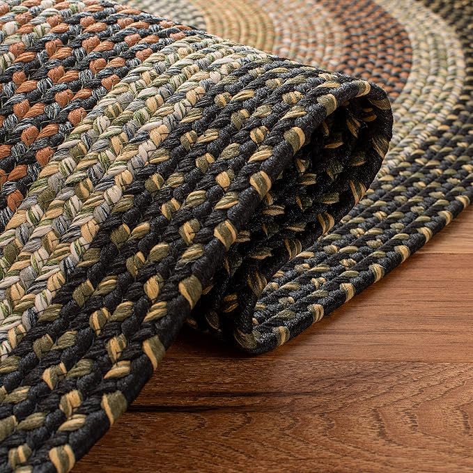 SAFAVIEH Washable Rug Outdoor Braided Collection - 8' x 10' Oval, Multi, Handmade & Reversible, Non-Shedding & Easy to Clean, Ideal for Patio, Backyard, Mudroom (BRD308A)