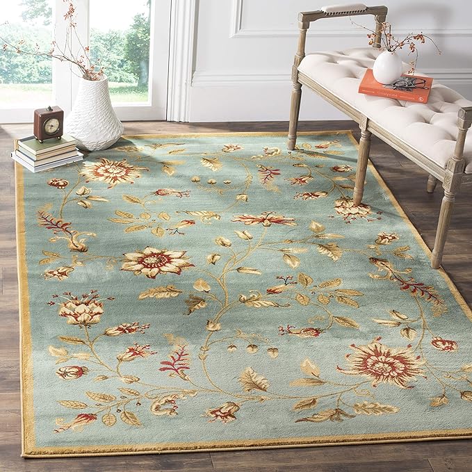 SAFAVIEH Lyndhurst Collection Accent Rug - 3'3" x 5'3", Blue & Multi, Traditional Floral Design, Non-Shedding & Easy Care, Ideal for High Traffic Areas in Entryway, Living Room, Bedroom (LNH552-6591)
