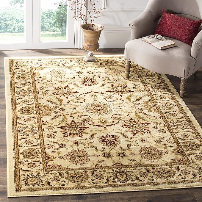 SAFAVIEH Lyndhurst Collection Area Rug - 8' Square, Ivory & Ivory, Traditional Oriental Design, Non-Shedding & Easy Care, Ideal for High Traffic Areas in Living Room, Bedroom (LNH216A)
