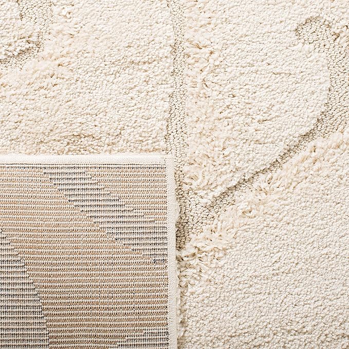 SAFAVIEH Florida Shag Collection Runner Rug - 2'3" x 9', Cream & Cream, Scroll Design, Non-Shedding & Easy to Clean, High-Low Plush Pile, Ideal for Bedroom, Foyer, Hallway (SG455-1111)