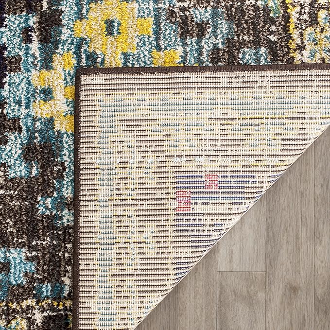 SAFAVIEH Monaco Collection Area Rug - 6'7" x 9'2", Multi, Boho Diamond Trellis Design, Non-Shedding & Easy Care, Ideal for High Traffic Areas in Living Room, Bedroom (MNC244F)