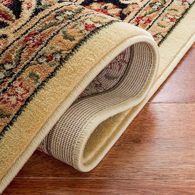 SAFAVIEH Lyndhurst Collection 7'9" x 9'9"Beige / Black LNH330C Traditional Oriental Non-Shedding Living Room Dining Bedroom Area Rug