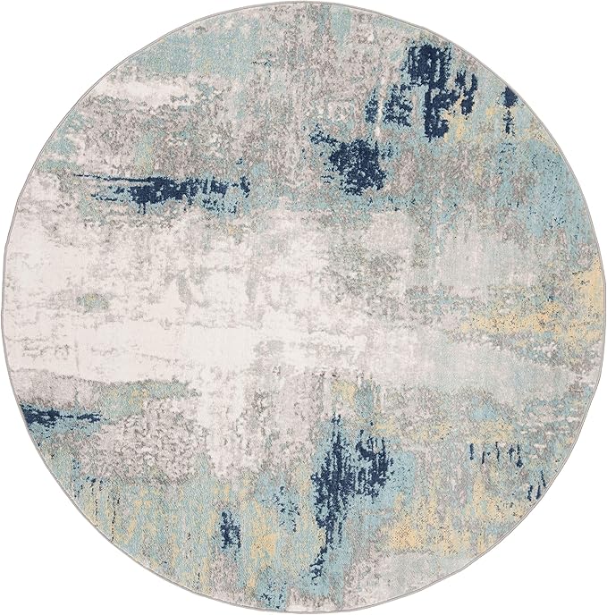 SAFAVIEH Jasper Collection 8' Round Grey/Gold JSP101A Modern Abstract Non-Shedding Living Room Bedroom Area Rug