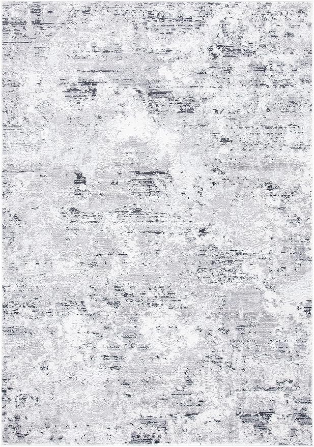 SAFAVIEH Amelia Collection Area Rug - 6' x 9', Grey & Ivory, Modern Abstract Design, Non-Shedding & Easy Care, Ideal for High Traffic Areas in Living Room, Bedroom (ALA705G)