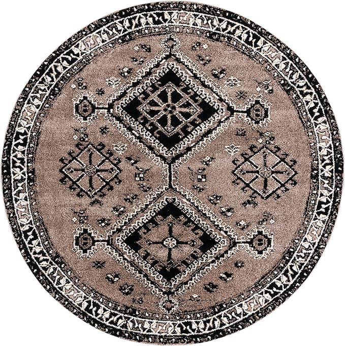 SAFAVIEH Vintage Hamadan Collection 6'7" Round Brown/Black VTH293T Oriental Distressed Non-Shedding Entryway Foyer Living Room Bedroom Kitchen Area Rug