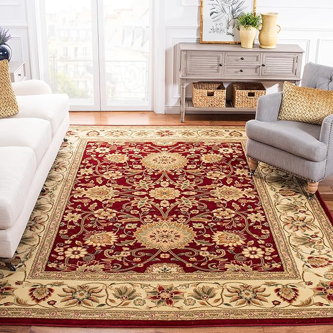 SAFAVIEH Lyndhurst Collection LNH212F Traditional Oriental Non-Shedding Living Room Bedroom Dining Home Office Area Rug( Red / Ivory, 7'9" x 9'9")