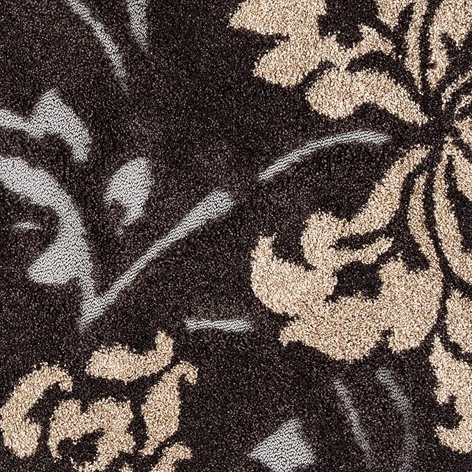SAFAVIEH Florida Shag Collection 4' Round Dark Brown / Smoke SG458 Floral Non-Shedding Living Room Bedroom Dining Room Entryway Plush 1.2-inch Thick Area Rug
