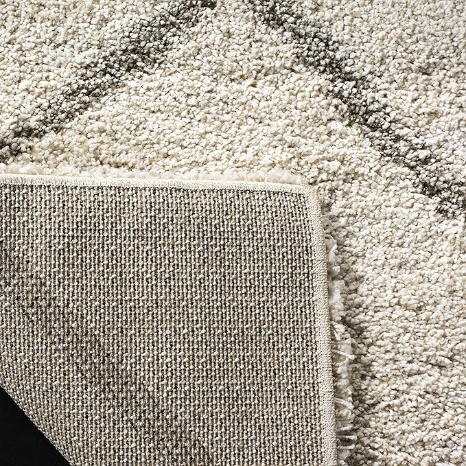 SAFAVIEH Hudson Shag Collection Area Rug - 6' x 9', Ivory & Grey, Modern Diamond Trellis Design, Non-Shedding & Easy Care, 2-inch Thick Ideal for High Traffic Areas in Living Room, Bedroom (SGH281A)