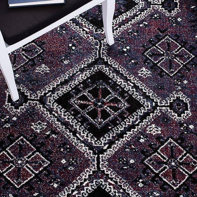 SAFAVIEH Vintage Hamadan Collection Area Rug - 6'7" x 9', Purple & Black, Oriental Distressed Design, Non-Shedding & Easy Care, Ideal for High Traffic Areas in Living Room, Bedroom (VTH293V)