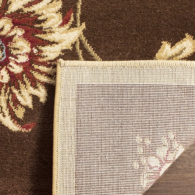 SAFAVIEH Lyndhurst Collection Area Rug - 6'7" x 9'6", Brown & Multi, Traditional Floral Design, Non-Shedding & Easy Care, Ideal for High Traffic Areas in Living Room, Bedroom (LNH552-2591)