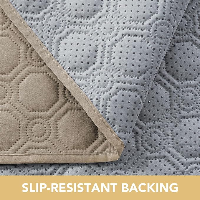 H.VERSAILTEX 100% Waterproof Sofa Covers for Dogs Pets with Non Slip Backing Couch Seat Covers with Side Pocket for 3 Cushion Couch Washable Dog Couch Cover Protector Sofa Slipcovers (Sofa, Taupe)