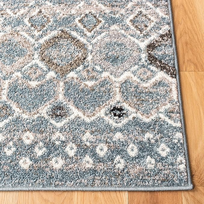 SAFAVIEH Amsterdam Collection Accent Rug - 3' x 5', Blue & Ivory, Moroccan Boho Design, Non-Shedding & Easy Care, Ideal for High Traffic Areas in Entryway, Living Room, Bedroom (AMS108L)