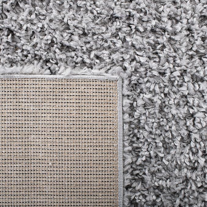 SAFAVIEH August Shag Collection Accent Rug - 4' x 6', Silver, Solid Design, Non-Shedding & Easy Care, 1.5-inch Thick Ideal for High Traffic Areas in Entryway, Living Room, Bedroom (AUG200G)