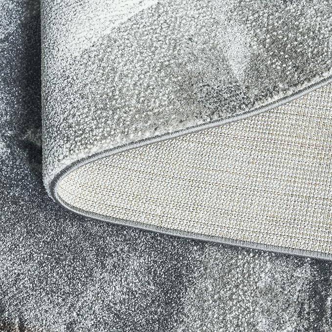 SAFAVIEH Porcello Collection Area Rug - 6'7" Round, Ivory & Grey, Modern Abstract Pattern, Non-Shedding & Easy Care, Ideal for Living Room, Foyer, Bedroom (PRL6937F-7R)