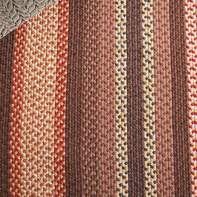 SAFAVIEH Washable Rug Outdoor Braided Collection - 3' Round, Brown & Light Brown, Handmade & Reversible, Non-Shedding & Easy to Clean, Ideal for Patio, Backyard, Mudroom (BRD313T)