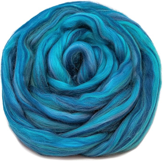 Festival Merino Wool Fiber. Colorful Combed top roving for Hand Spinning, Needle Felting, Wet Felting, soap Making and Dryer Balls. Bahama Mama