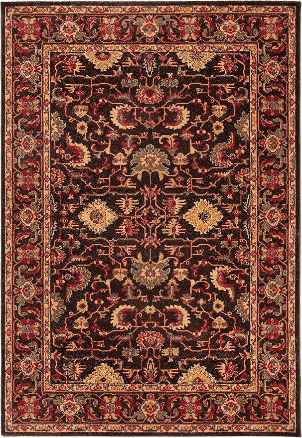 SAFAVIEH Mahal Collection Accent Rug - 4' x 5'7", Brown & Beige, Traditional Oriental Design, Non-Shedding & Easy Care, Ideal for High Traffic Areas in Entryway, Living Room, Bedroom (MAH693T)