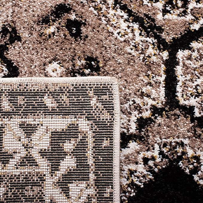 SAFAVIEH Vintage Hamadan Collection Area Rug - 9' x 12', Brown & Black, Oriental Distressed Design, Non-Shedding & Easy Care, Ideal for High Traffic Areas in Living Room, Bedroom (VTH293T)