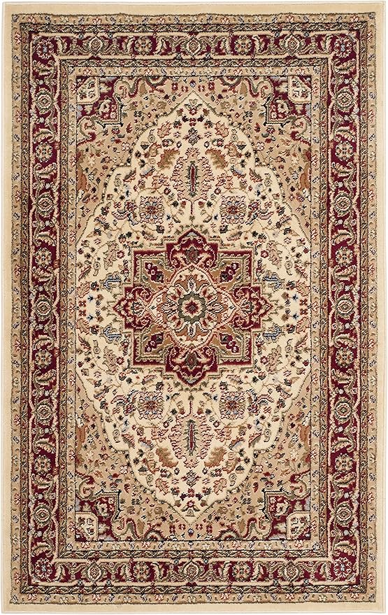 SAFAVIEH Lyndhurst Collection Accent Rug - 3'3" x 5'3", Ivory & Red, Traditional Oriental Design, Non-Shedding & Easy Care, Ideal for High Traffic Areas in Entryway, Living Room, Bedroom (LNH330A)