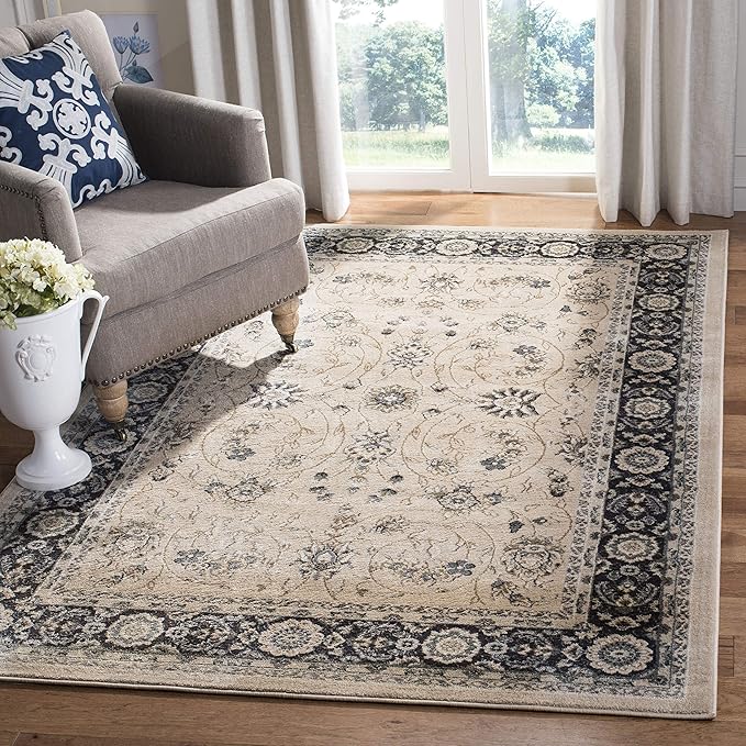 SAFAVIEH Lyndhurst Collection Area Rug - 6' x 9', Light Beige & Anthracite, Traditional Oriental Design, Non-Shedding & Easy Care, Ideal for High Traffic Areas in Living Room, Bedroom (LNH340K)