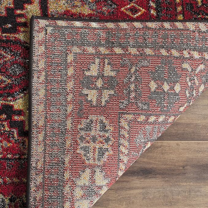 SAFAVIEH Vintage Hamadan Collection Area Rug - 3' Square, Red & Multi, Oriental Traditional Persian Design, Non-Shedding & Easy Care, Ideal for High Traffic Areas in Living Room, Bedroom (VTH213A)