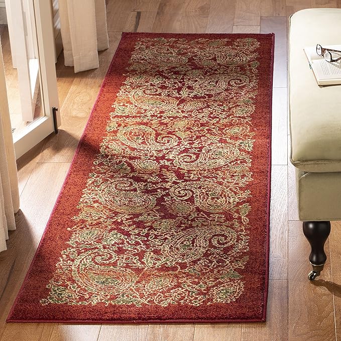 SAFAVIEH Lyndhurst Collection Runner Rug - 2'3" x 12', Red & Multi, Traditional Paisley Design, Non-Shedding & Easy Care, Ideal for High Traffic Areas in Living Room, Bedroom (LNH224B)