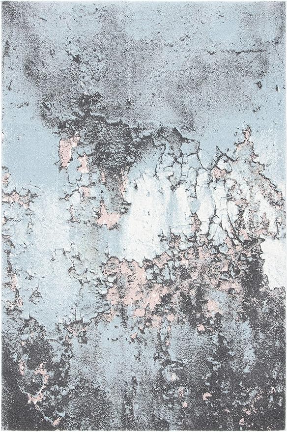 SAFAVIEH Glacier Collection 4' x 6' Blue/Pink GLA125L Modern Abstract Non-Shedding Living Room Bedroom Accent Rug