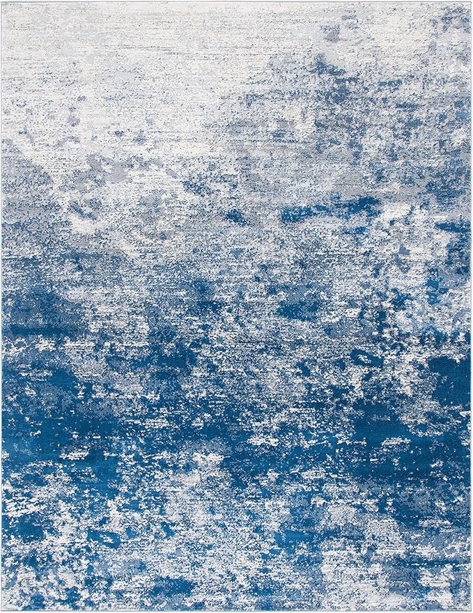SAFAVIEH Brentwood Collection Area Rug - 8' x 10', Grey & Navy, Modern Abstract Design, Non-Shedding & Easy Care, Ideal for High Traffic Areas in Living Room, Bedroom (BNT822G)