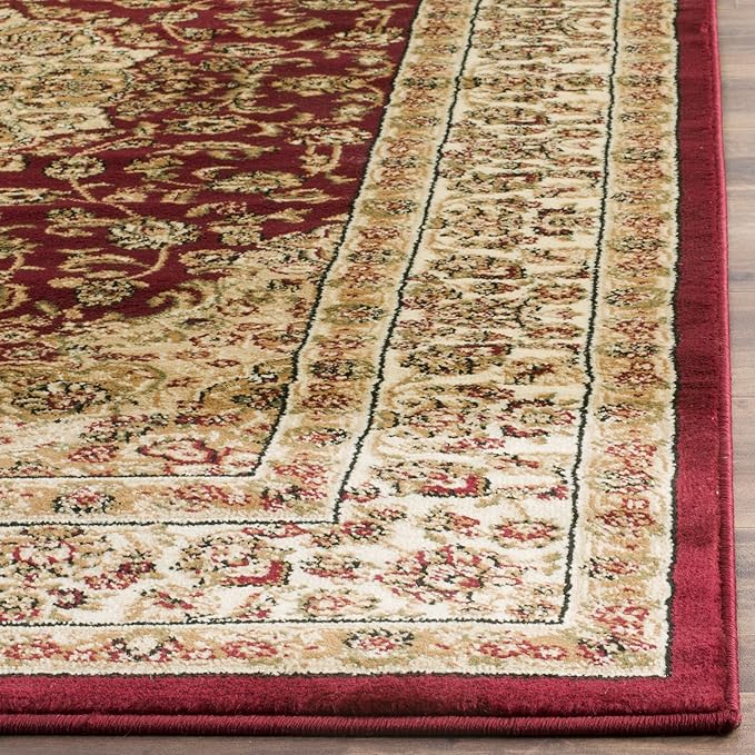 SAFAVIEH Lyndhurst Collection Area Rug - 9' x 12', Red & Ivory, Traditional Oriental Medallion Design, Non-Shedding & Easy Care, Ideal for High Traffic Areas in Living Room, Bedroom (LNH222B)