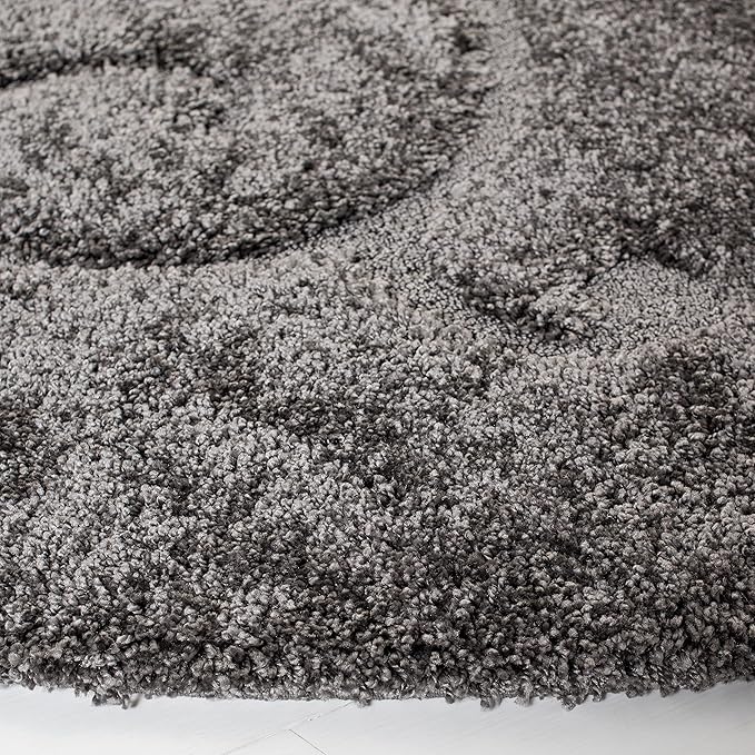 SAFAVIEH Florida Shag Collection Area Rug - 9' Round, Grey, Scroll Design, Non-Shedding & Easy to Clean, High-Low Plush Pile, Ideal for Living Room, Bedroom, Dining Space (SG455-8013)