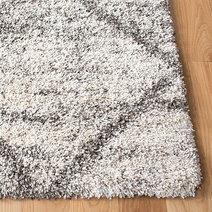 SAFAVIEH Hudson Shag Collection Area Rug - 9' x 12', Grey & Beige, Modern Trellis Design, Non-Shedding & Easy Care, 2-inch Thick Ideal for High Traffic Areas in Living Room, Bedroom (SGH281J)