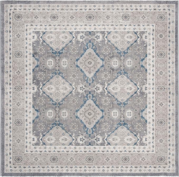 SAFAVIEH Sofia Collection Area Rug - 6'7" Square, Light Grey & Beige, Vintage Oriental Distressed Design, Non-Shedding & Easy Care, Ideal for High Traffic Areas in Living Room, Bedroom (SOF366B)
