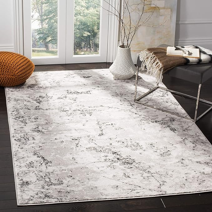 SAFAVIEH Skyler Collection 3' x 5' Blue/Ivory SKY186M Modern Abstract Non-Shedding Living Room Bedroom Accent Rug