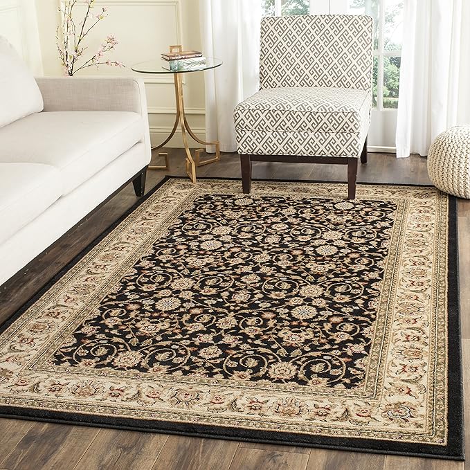 SAFAVIEH Lyndhurst Collection Accent Rug - 4' x 6', Black & Ivory, Traditional Oriental Design, Non-Shedding & Easy Care, Ideal for High Traffic Areas in Entryway, Living Room, Bedroom (LNH316B)