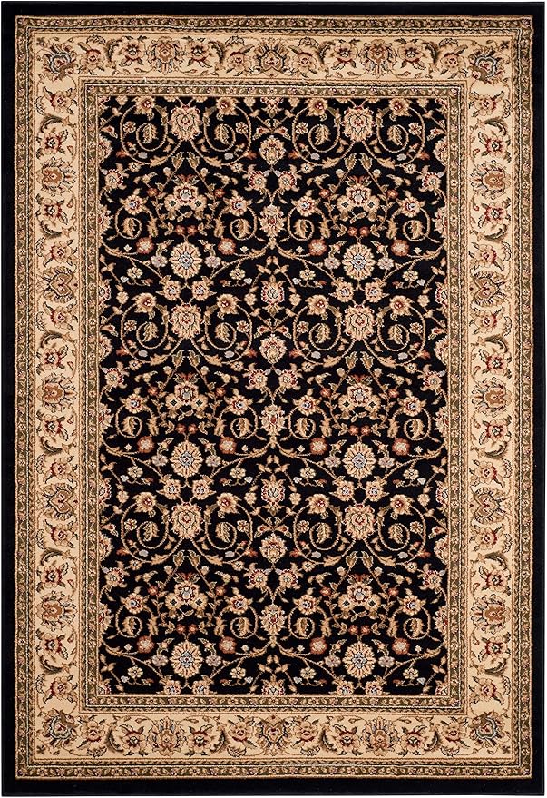 SAFAVIEH Lyndhurst Collection Area Rug - 5'3" x 7'6", Black & Ivory, Traditional Oriental Design, Non-Shedding & Easy Care, Ideal for High Traffic Areas in Living Room, Bedroom (LNH316B)