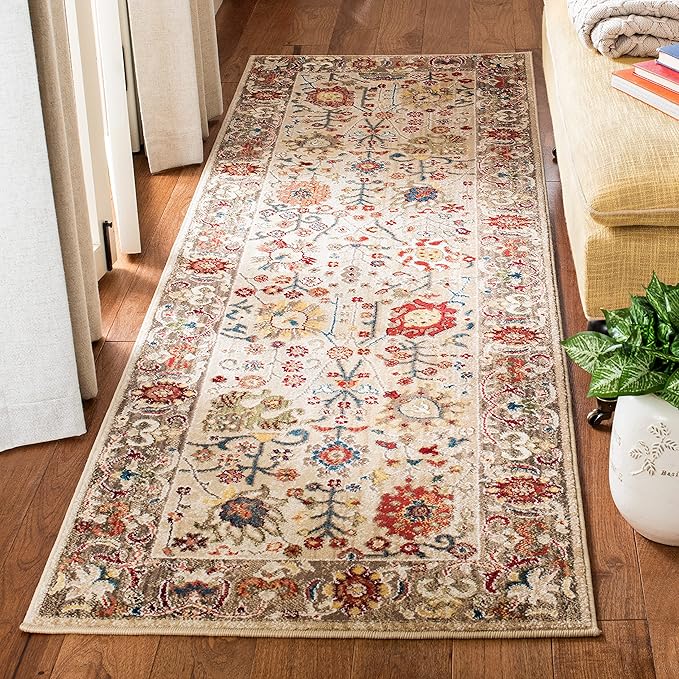 SAFAVIEH Kashan Collection Runner Rug - 2'6" x 10', Beige & Taupe, Traditional Oriental Design, Non-Shedding & Easy Care, Ideal for High Traffic Areas in Living Room, Bedroom, Dining (KSN303K-210)