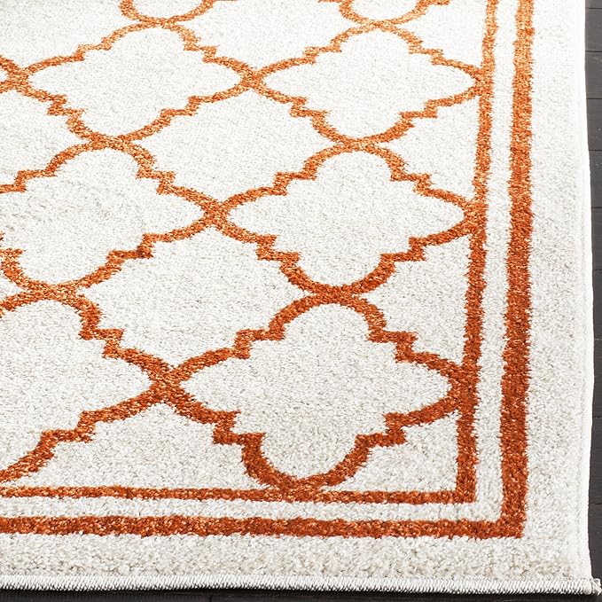 SAFAVIEH Amherst Collection Accent Rug - 3' x 5', Beige & Orange, Moroccan Trellis Design, Non-Shedding & Easy Care, Ideal for High Traffic Areas in Entryway, Living Room, Bedroom (AMT422F)