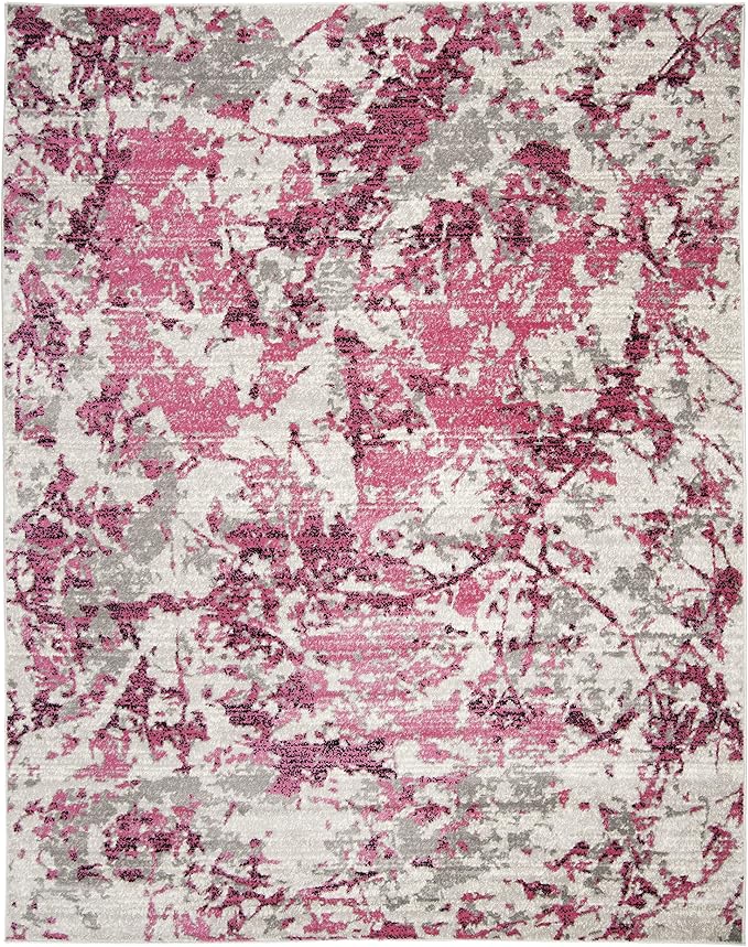 SAFAVIEH Skyler Collection 9' x 12' Pink / Ivory SKY186N Modern Abstract Non-Shedding Living Room Bedroom Dining Home Office Area Rug