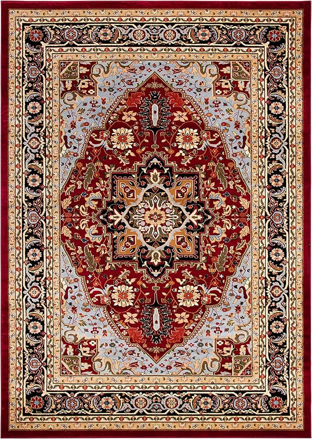 SAFAVIEH Lyndhurst Collection Area Rug - 9' x 12', Red & Black, Traditional Oriental Design, Non-Shedding & Easy Care, Ideal for High Traffic Areas in Living Room, Bedroom (LNH330B)
