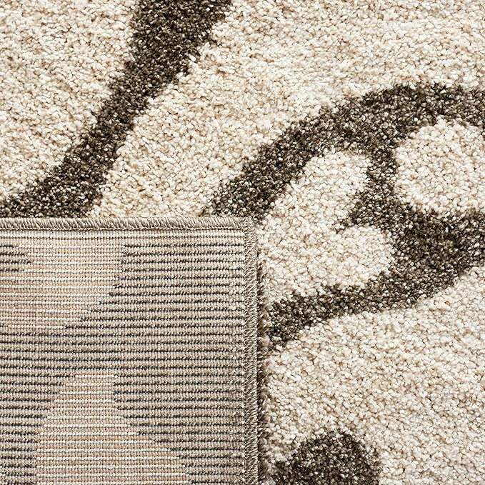 SAFAVIEH Florida Shag Collection Runner Rug - 2'3" x 7', Smoke & Beige, Floral Design, Non-Shedding & Easy Care, 1.2-inch Thick Ideal for High Traffic Areas in Living Room, Bedroom (SG458-7913)