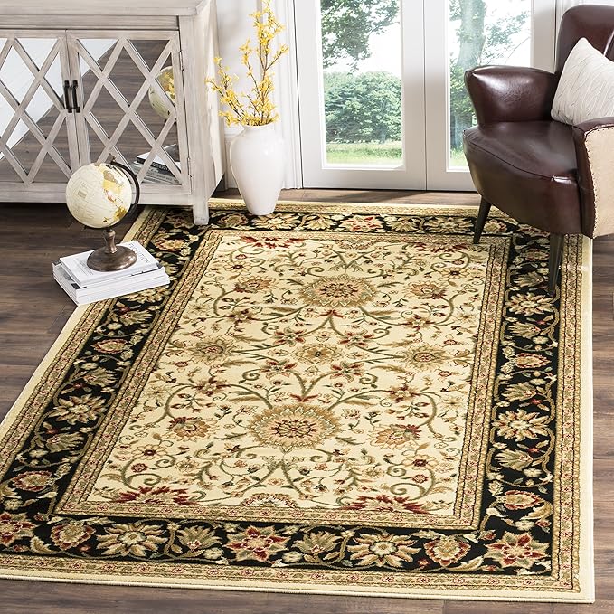 SAFAVIEH Lyndhurst Collection Area Rug - 5'3" x 7'6", Ivory & Black, Traditional Oriental Design, Non-Shedding & Easy Care, Ideal for High Traffic Areas in Living Room, Bedroom (LNH212B)
