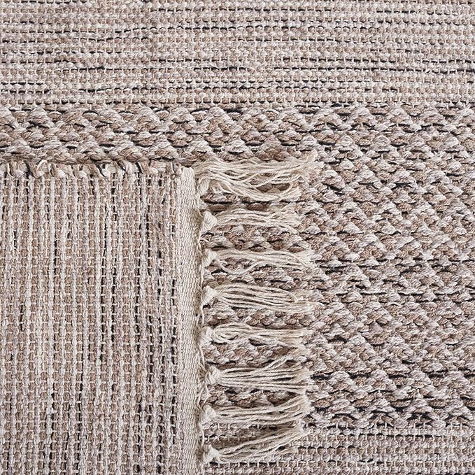 SAFAVIEH Montauk Collection Runner Rug - 2'3" x 16', Ivory & Steel Grey, Handmade Flat Weave Boho Farmhouse Cotton Tassel Fringe, Ideal for High Traffic Areas in Living Room, Bedroom (MTK330M)