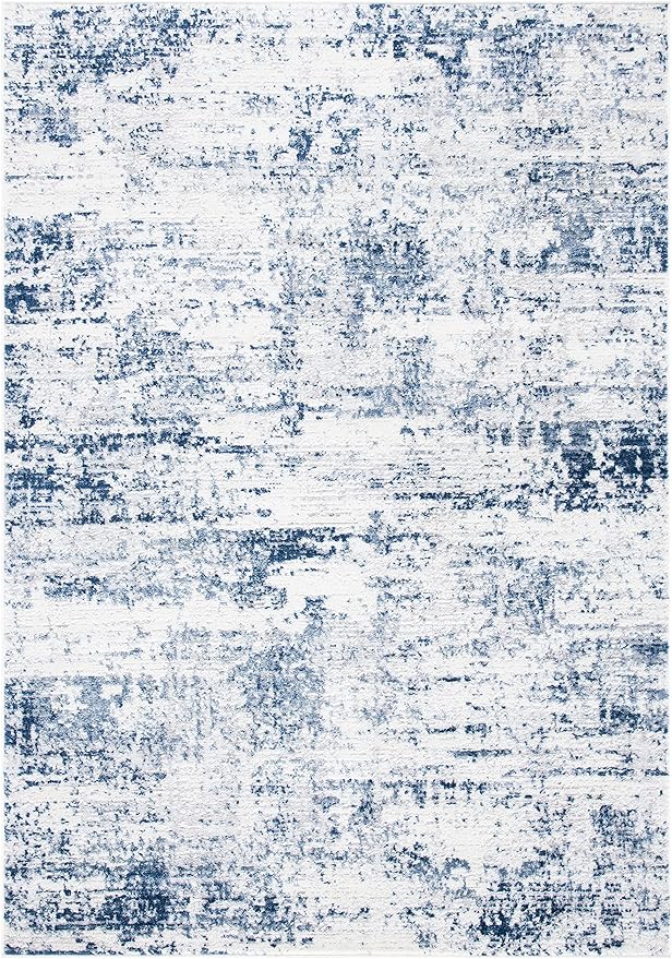 SAFAVIEH Amelia Collection Accent Rug - 4' x 6', Ivory & Navy, Modern Abstract Design, Non-Shedding & Easy Care, Ideal for High Traffic Areas in Entryway, Living Room, Bedroom (ALA700B)