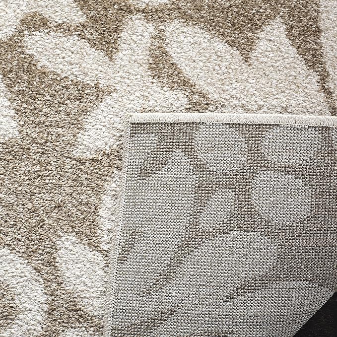 SAFAVIEH Amherst Collection Area Rug - 9' Square, Wheat & Beige, Floral Design, Non-Shedding & Easy Care, Ideal for High Traffic Areas in Living Room, Bedroom (AMT425S)
